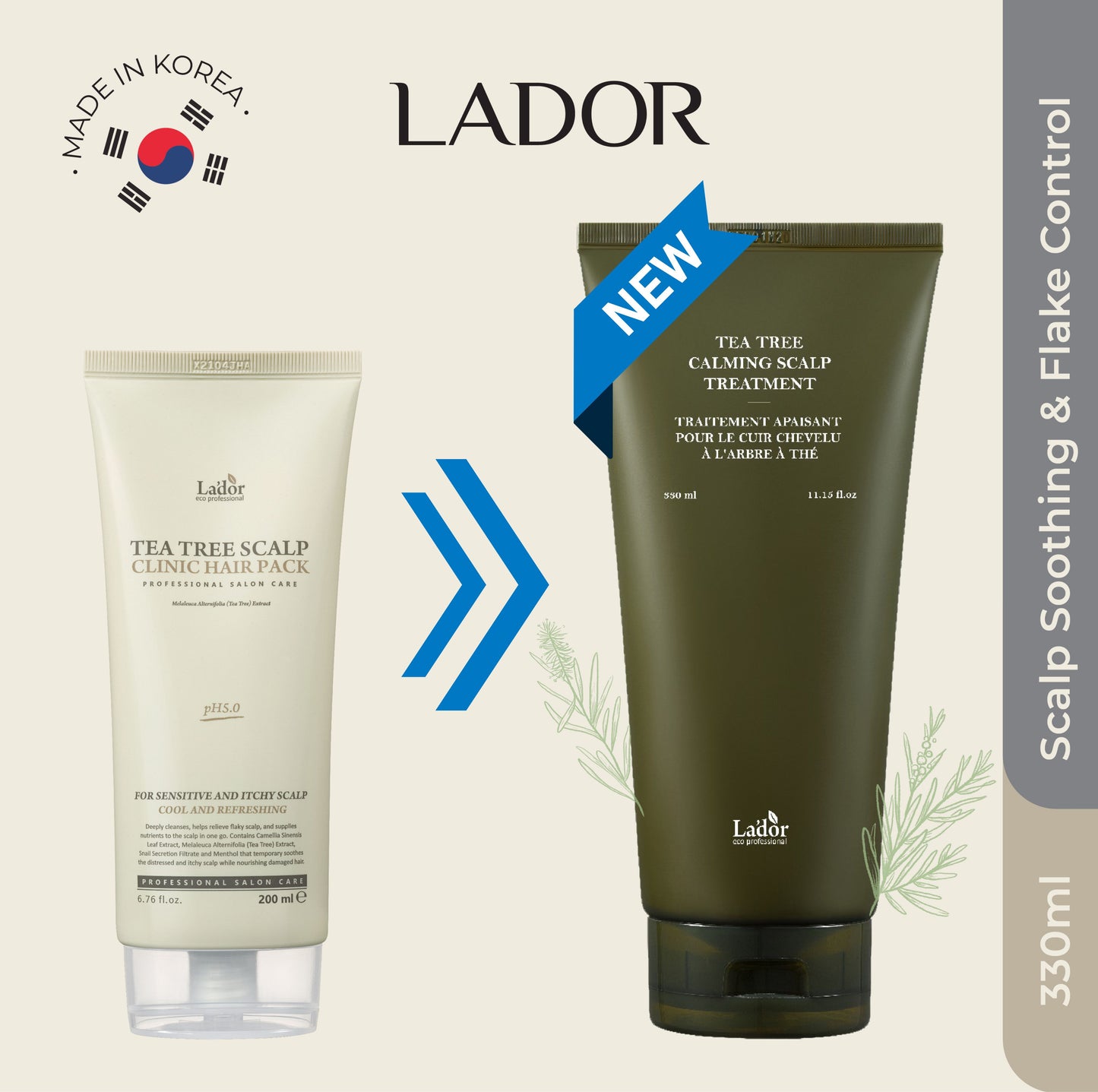 (NEW LOOK!) Lador Tea Tree Calming Scalp Treatment 330ml