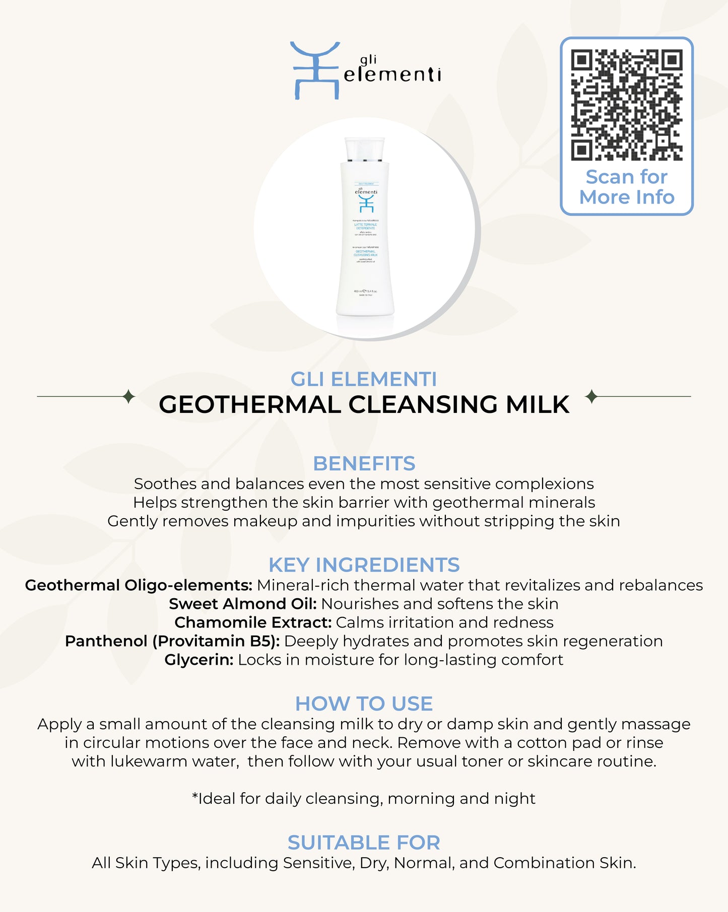 Gli Elementi Geothermal Cleansing Milk 400ml
